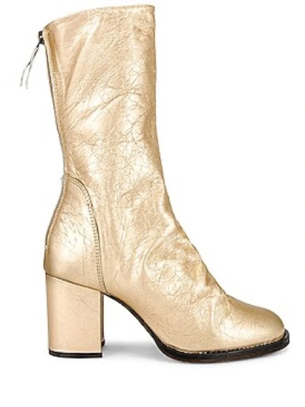 Free People Ellee Gold Metallic Date Night Block Leather Boots